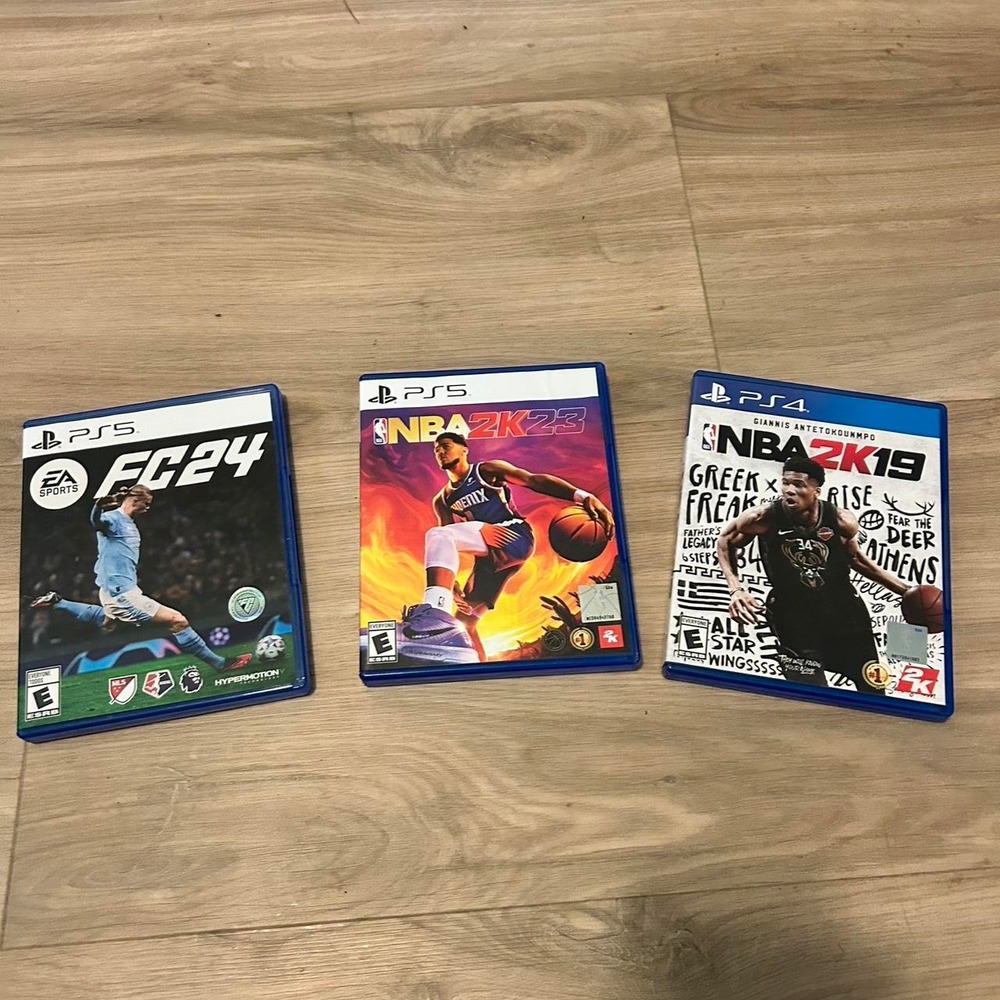 Bundle of 3 PS4 games: NBA 2K19, FC24, and NBA 2K23'